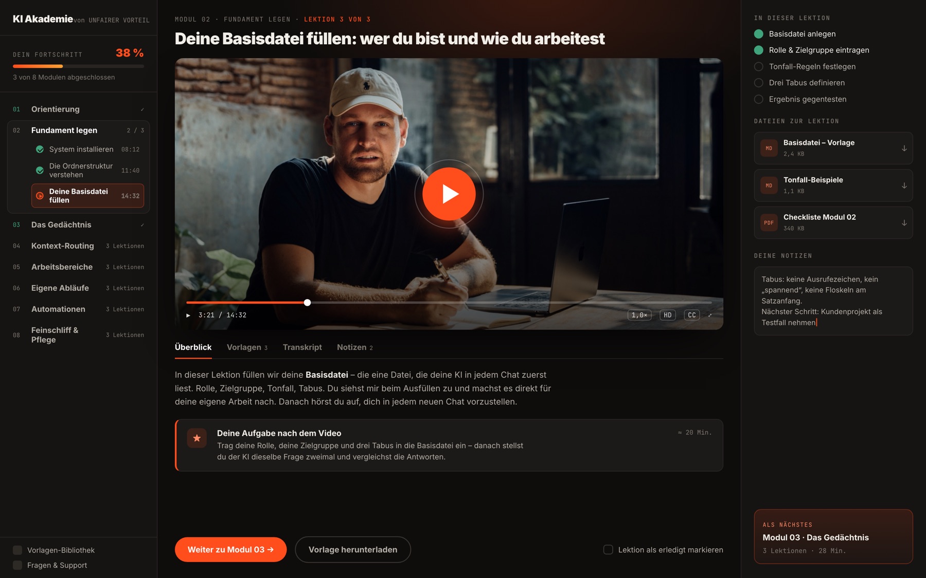 Kursbereich der KI Akademie